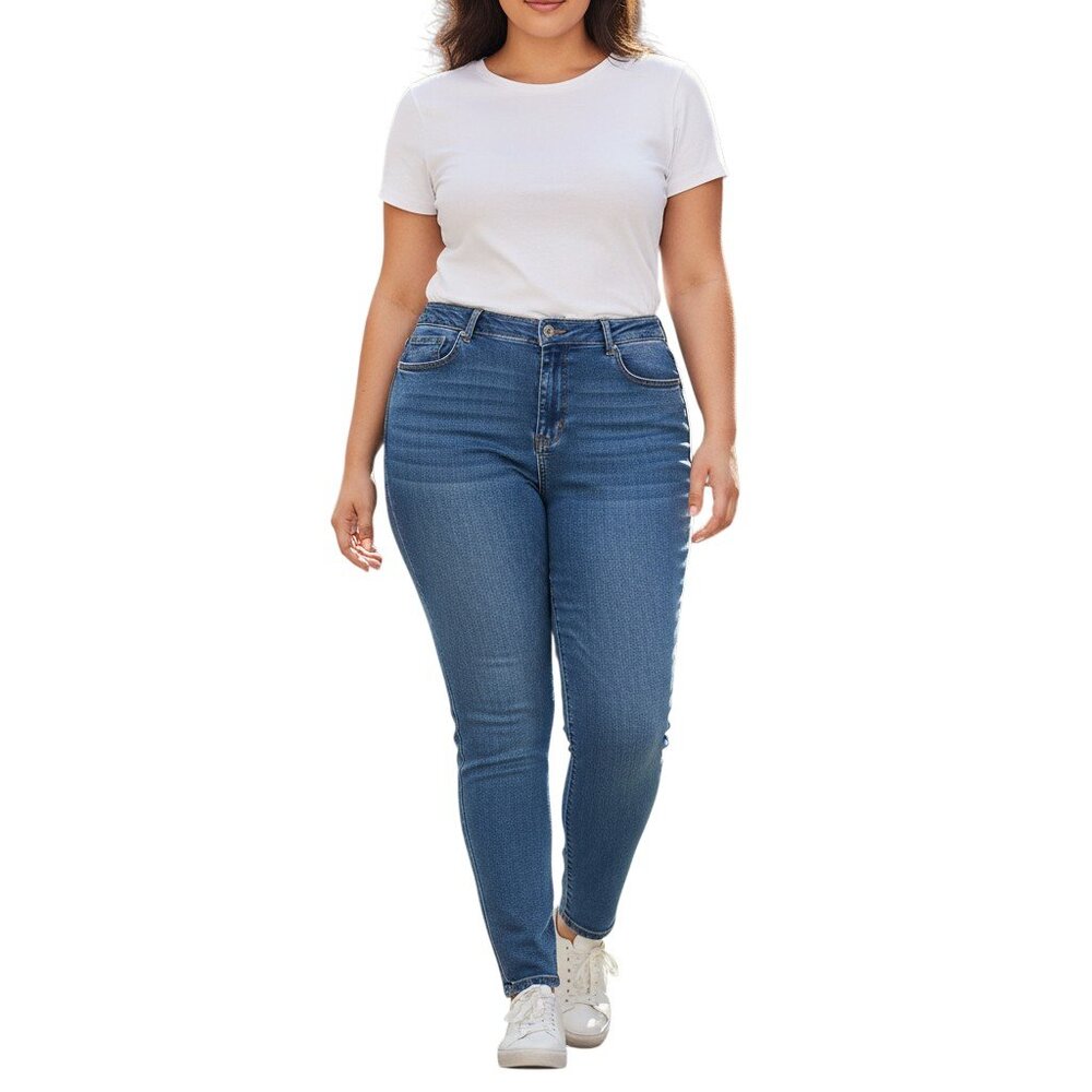 Torrid Premium Womens 24R Blue Mid Rise Skinny Jeans Plus Size Stretch